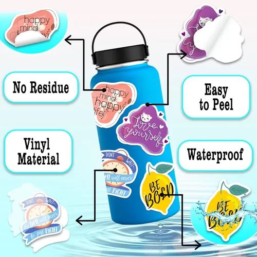 Vista 4 de Calcomanías con citas inspiradoras, 400 unidades de calcomanías motivacionales impermeables para botellas de agua, laptops, libros, patinetas