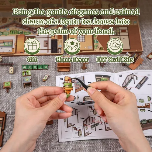 Vista 7 de CUTEBEE Kit de rincón de libros, rompecabezas de madera 3D en miniatura