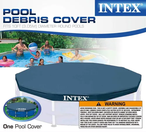 Vista 8 de Intex Piscina de 10 pies x 30 pulgadas con cubierta redonda de piscina sobre el suelo de 10 pies