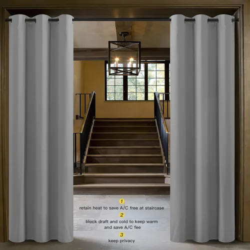 Vista 281 de NICETOWN - Divisor de habitación, cortina opaca divisora de habitación con función de aislamiento térmico, panel para puerta corredera o patio