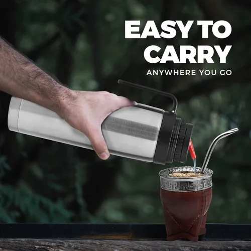 Vista 4 de BALIBETOV Termo para mate Aislado al vacío con doble pared de acero inoxidable Sin BPA Un termo especialmente diseñado para su uso con Mate Cup