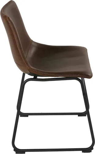 Vista 4 de Cortesi Home Casablanca - Silla de comedor de piel sintética marrón envejecida (juego de 2)