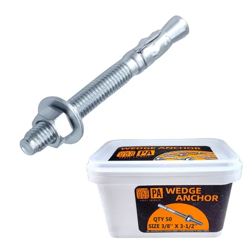 Vista 24 de Party Animals Anclaje de cuña de 1/2 x 2-3/4 pulgadas, 50 pernos de anclaje industriales cincados para cemento, hormigón