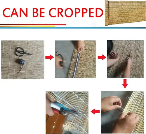 Vista 8 de Rollos de esgrima de caña natural, valla de bambú de 4 x 16.4 pies, valla de caña de bambú para patio al aire libre, paneles de pantalla