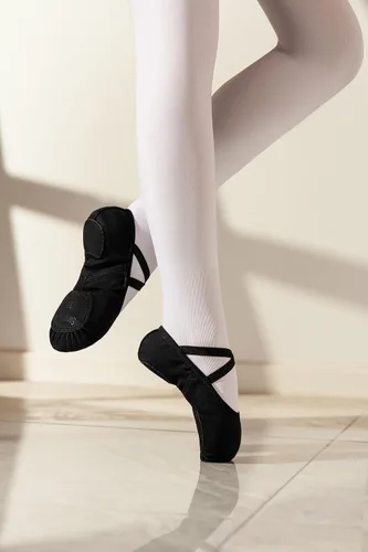 Vista 2 de Zapatos de ballet para mujer, de lona elástica, suela dividida, para niñas y adultos