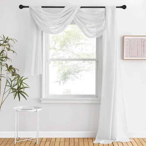 Vista 11 de NICETOWN Cenefa decorativa larga para ventana, cenefa de bufanda de boda, cortina de gasa para sala de estar, dormitorio, ceremonia