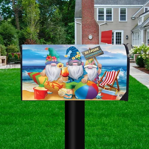 Vista 2 de Briarwood Lane Summer Gnomes Humor - Cubierta magnética para buzón de playa, estándar