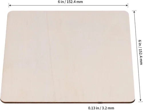 Vista 2 de SHEUTSAN 100 piezas de madera cuadradas de 6 x 6 pulgadas, hojas cuadradas de madera en blanco de 1/8 pulgadas de grosor, madera sin terminar