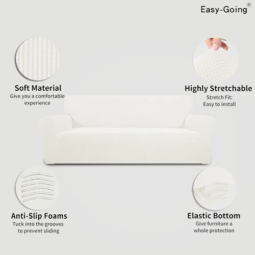 Vista 458 de Easy-Going Funda Elástica para Sofá de 1 Pieza Protector de Muebles para Sofá Suave con Parte Inferior Elástica para Niños, Tela Jacquard