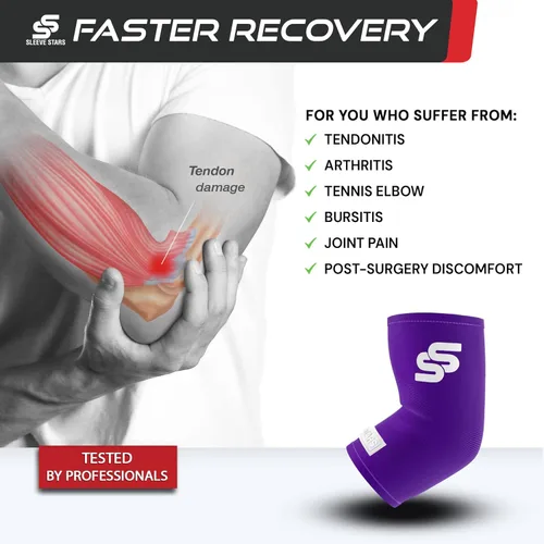 Vista 2 de Sleeve Stars Elbow Sleeve for Pain Relief & Protection - Elbow Compression Sleeve for Women & Men - Supportive Elbow Brace for Tendonitis, Recovery