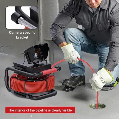 Vista 7 de Cámara de alcantarillado de 165 pies/164.0 ft, cámara de inspección de tuberías con 16G DVR IP68 boroscopio impermeable con luces LED, endoscopio