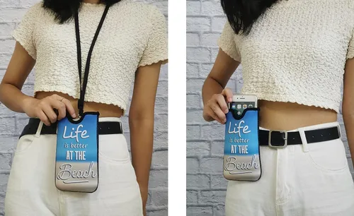 Vista 2 de Tainada Funda de transporte de neopreno a prueba de golpes para hombre y mujer, funda de transporte con cordón para el cuello, funda con lazo