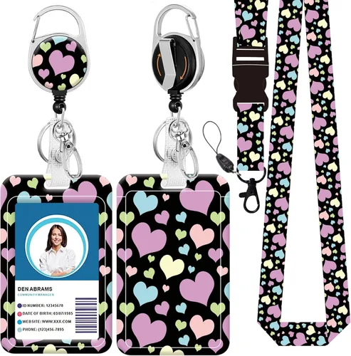 Vista 45 de Cordón de identificación y soporte para credencial de identificación, carretes retráctiles con clip para cinturón de carrete de mosquetón, cordón