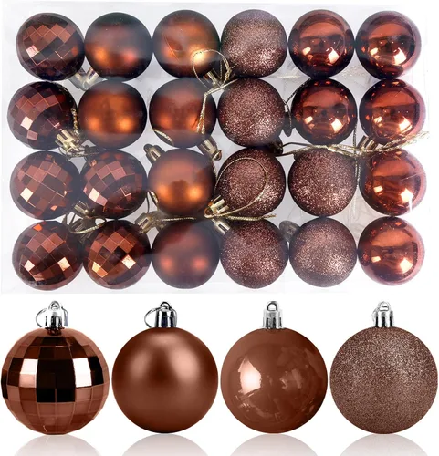 Vista 9 de Aitsite Juego de adornos de árbol de Navidad de 24 quilates, 1.57 pulgadas, mini bolas de adornos navideños inastillables para decoraciones de Negro