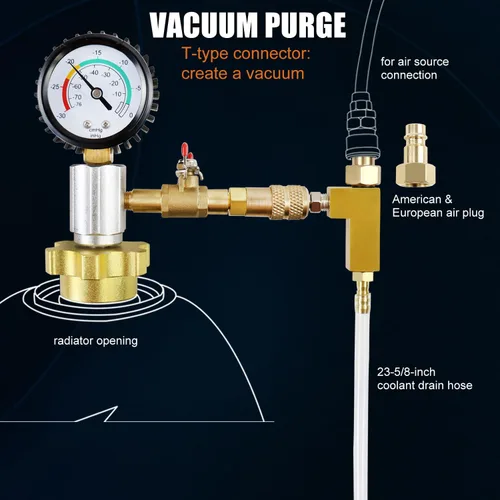 Vista 5 de Kit de herramientas de recambio de vacío para refrigerante de radiador automotriz, juego de herramientas de purga y llenado de vacío para sistema