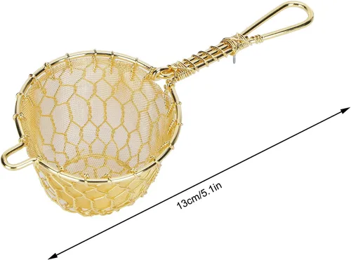 Vista 2 de Infusor de té de cobre colador de malla densa reutilizable filtro de tetera de hojas sueltas con mango largo para tetera