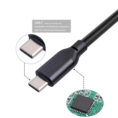 Vista 3 de Cable de audio USB C a doble XLR macho de 3.3 pies,Cable amplificador de potencia estéreo macho USB C a 2 XLR, conexión USB c para teléfono móvil