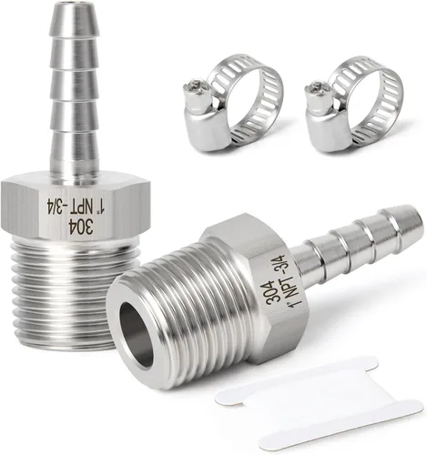 Vista 35 de TAISHER 1 pieza de forja de acero inoxidable 304 de accesorios de manguera de aire, accesorios de púas de manguera de 1 pulgada x 1/2 pulgadas