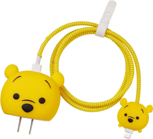 Vista 22 de Bonita funda protectora 3D de dibujos animados para cargador de pared, compatible con adaptador de corriente USB-C de 20 W de Apple y cable