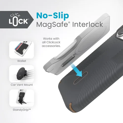 Vista 4 de Speck Funda MagSafe para iPhone 15 Pro, protección contra caídas y cámara, ClickLock antideslizante, compatible con carga inalámbrica, se adapta a