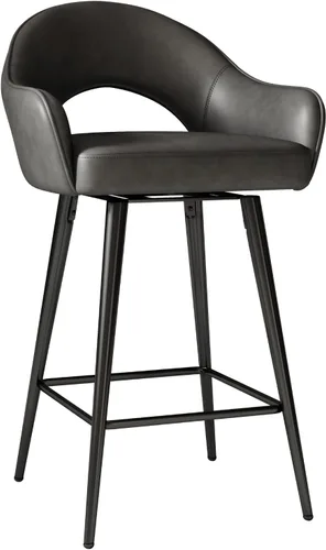 Vista 29 de DUOMAY Juego de 2 taburetes de bar giratorios, modernos taburetes de altura de mostrador de 26 pulgadas, silla de isla de cocina tapizada de Blanco