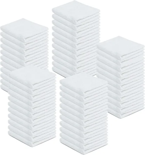 ZUPERIA Paquete de 50 toallas de limpieza 100% de algodón (12 x 12 pulgadas), multiusos, altamente absorbentes, reutilizables, toallas de barra