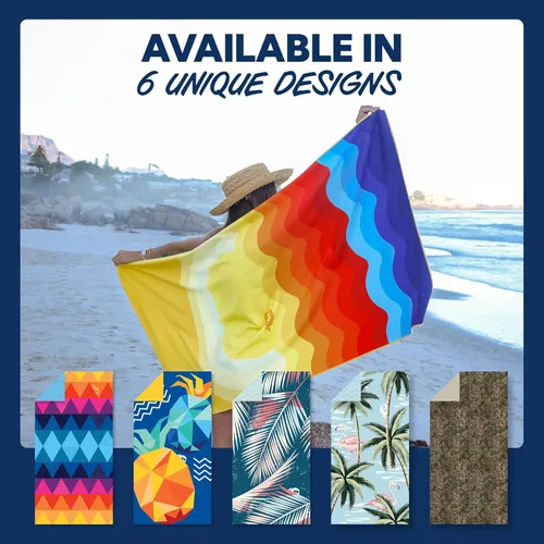 Vista 25 de SUN NINJA Toalla de playa de microfibra, sin arena, de secado rápido, ligera y compacta para playa, piscina, yoga y campamento, 63 x 32 pulgadas