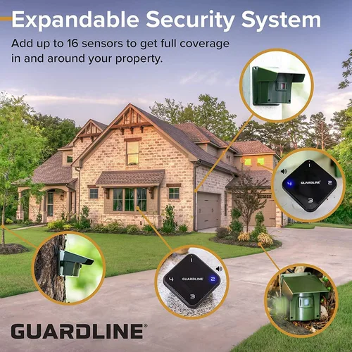 Vista 4 de Guardline 1320 Foot Long Range Wireless Driveway Alarm [1 Motion Detector Alarm Sensor & 1 Receiver] Weatherproof Outdoor Security Alert System for