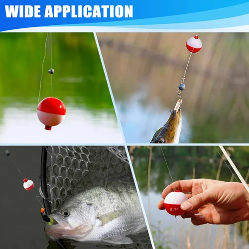Vista 7 de AGOOL Fishing Bobbers Set Snap Hard ABS on Red/White Fishing Floats Bobbers Push Button Round Buoy Floats Tackle Accessories