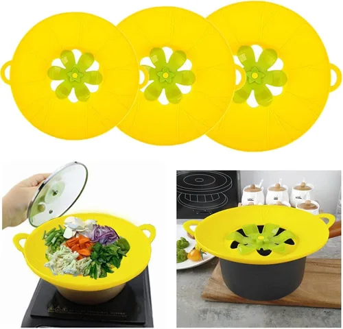 Vista 10 de 3 piezas de juego de tapas de silicona, cubierta anti salpicaduras para microondas, tapas reutilizables resistentes al calor, protección contra