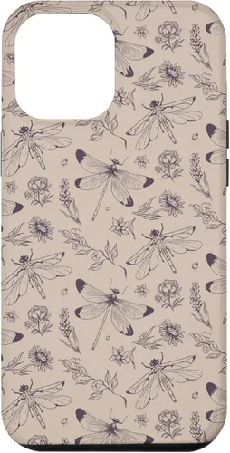 Vista 26 de Vintage Dragonfly Tan Sand Beige Wildflower Floral Flower Case for iPhone 16