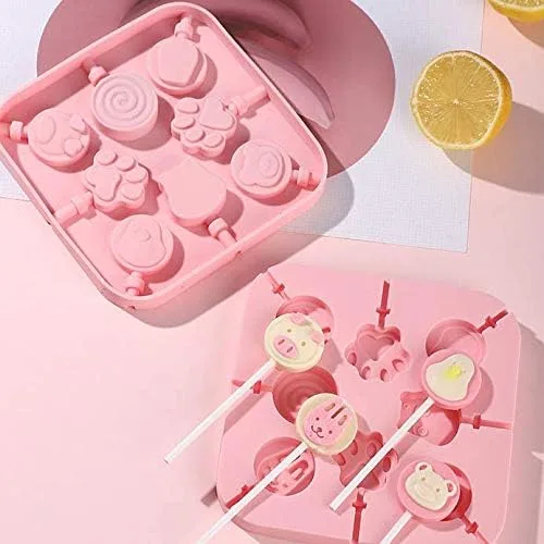 Vista 6 de Molde de fondant en forma de animales creativos, piruleta y pata de gato, molde de silicona para pastel de caramelo de chocolate, herramientas