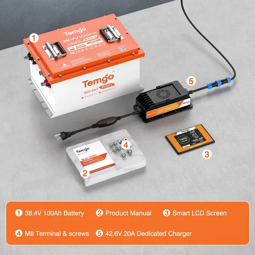 Vista 7 de Batería de litio de 36 V para carrito de golf TEMGO, batería LiFePO4 de 38,4 V y 100 Ah TEMGO, BMS de 200 A con Bluetooth integrado, incluye