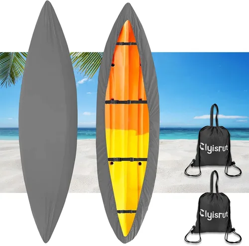 Vista 16 de Fundas impermeables para kayak de 10 a 16 pies para almacenamiento al aire libre, accesorios de cubierta de canoa, cubierta de lancha Oxford