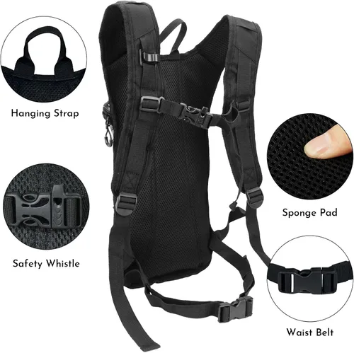Vista 3 de Zavothy Rave Hydration Backpack with 3L Bladder, Colorful Festival Hydration Pack with Side Pockets, Lightweight Water Backpack for EDM, Music
