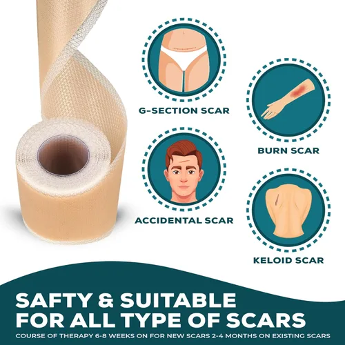 Vista 4 de Hojas de silicona para cicatrices Cinta de cicatriz de silicona Cinta de cicatriz para cicatrices quirúrgicas Tiras de silicona