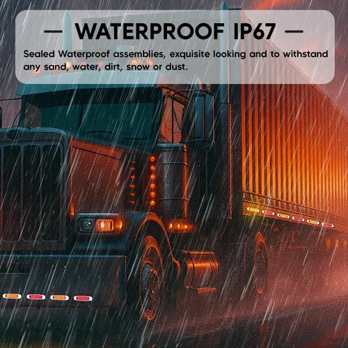 Vista 7 de Paquete de 20 (10 ámbar + 10 rojo) Luces LED de marcador lateral de 12 V con enchufe de 2 cables (CC), 12 luces LED para guardabarros, montaje