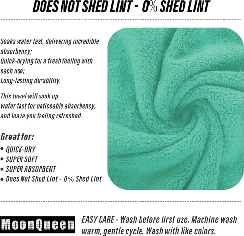 Vista 4 de MOONQUEEN Paquete de 6 toallas de mano de alta calidad, secado rápido, toallas de microfibra de terciopelo coral altamente absorbentes, multiusos