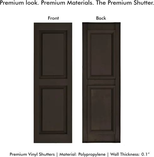 Vista 13 de Persianas de vinilo de panel elevado Pontiac Trail (1 par) 14.5"x31" - Negro Cosmos/Pintable Persianas de ventana exteriores Incluye hardware