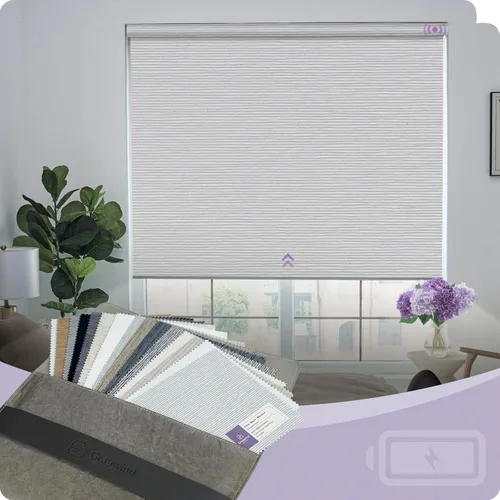 Vista 24 de Graywind Persianas enrollables motorizadas 100% opacas compatibles con Alexa Google, de vinilo, impermeables, inalámbricas, control remoto