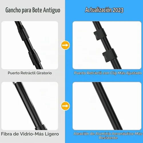 Vista 3 de SANLIKE Aluminum Boat Hook, 5 Section Telescopic Dock Pole, Black