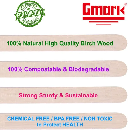 Vista 4 de Gmark Agitadores de café de madera de 5.5 pulgadas, 1000 ct, agitadores de bebidas de café de madera de abedul natural, extremo redondo GM1014