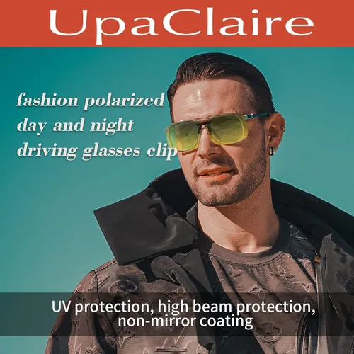 Vista 2 de UpaClaire Gafas de conducción nocturnas Clip-On, Reducción de reflejos polarizados, Visión de alta definición