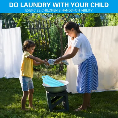 Vista 5 de MAOYE Mini tabla de lavar de plástico para niños Camisas Clean Laundry Lime Washboard para lavandería (azul)