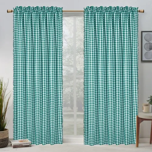 Vista 16 de 2 paneles de cortinas de cocina de 36 pulgadas de largo, bolsillo para barra, cortina de media ventana, cortina de ventana corta para cocina, baño