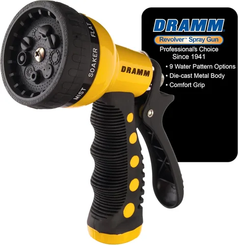 Vista 15 de Dramm® Revolver Boquilla de Manguera de Jardín de Servicio Pesado de 9 Patrones – Pistola Pulverizadora de Metal Ajustable con Control de Flujo