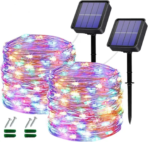 Lezonic Luces solares de Navidad para exteriores, impermeables, paquete de 2 unidades en total de 240 LED de 78.7 ft80 pies, luz de jardín