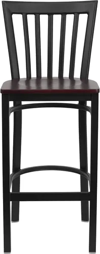 Vista 50 de Flash Furniture HERCULES Series Black School House Back Metal Restaurant Barstool - Asiento de vinilo negro