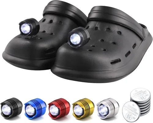 Headlights for Shoes with 8 Batteries, 3 Modes LED Flashlight Shoes Headlights Accessories for Camping Lasting 72 Hours IPX5 Waterproof Shoe Charm