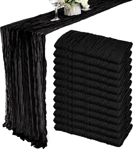 Vista 11 de Pack de 12 caminos de mesa de estopilla de 35x72 pulgadas, bohemio, de gasa, rústico, tela de queso, camino de mesa largo romántico para boda